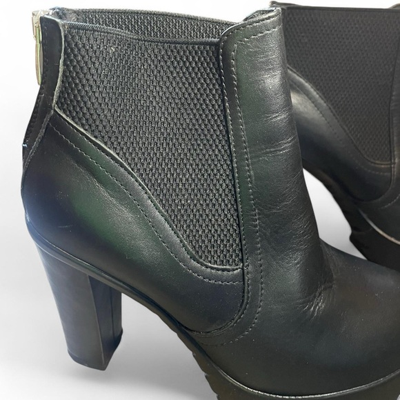 Steve Madden Amandaa black leather almond toe platform  bootie size 37 - Picture 4 of 6